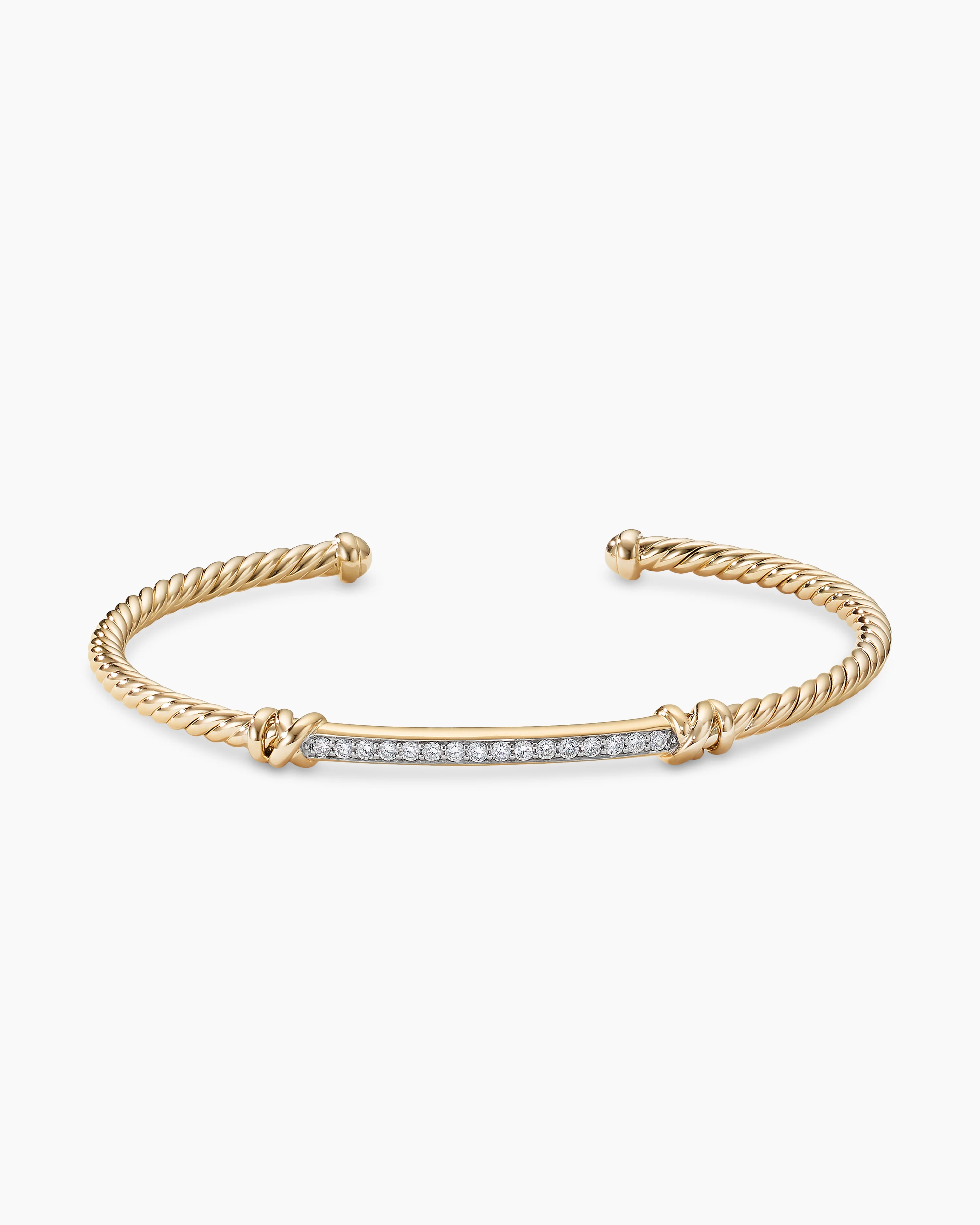 Petite Helena Cablespira庐 Station Bracelet 18K Yellow Gold with Diamonds, 3mm