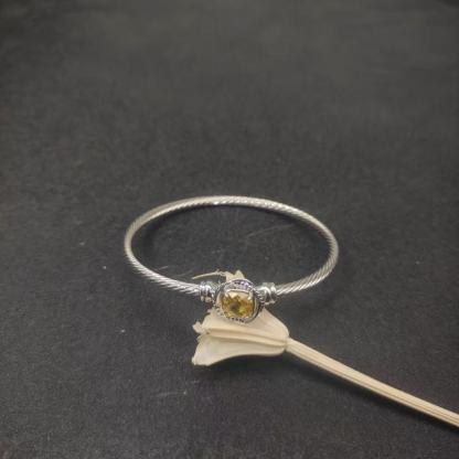 Cable Classics Bracelet, Citrine and Bead Detail, Sterling Silver, 3mm
