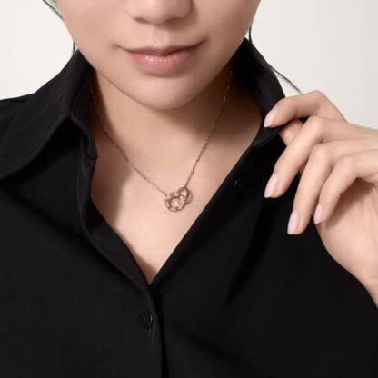 LOVE necklace, paved with diamonds 18K rose gold
