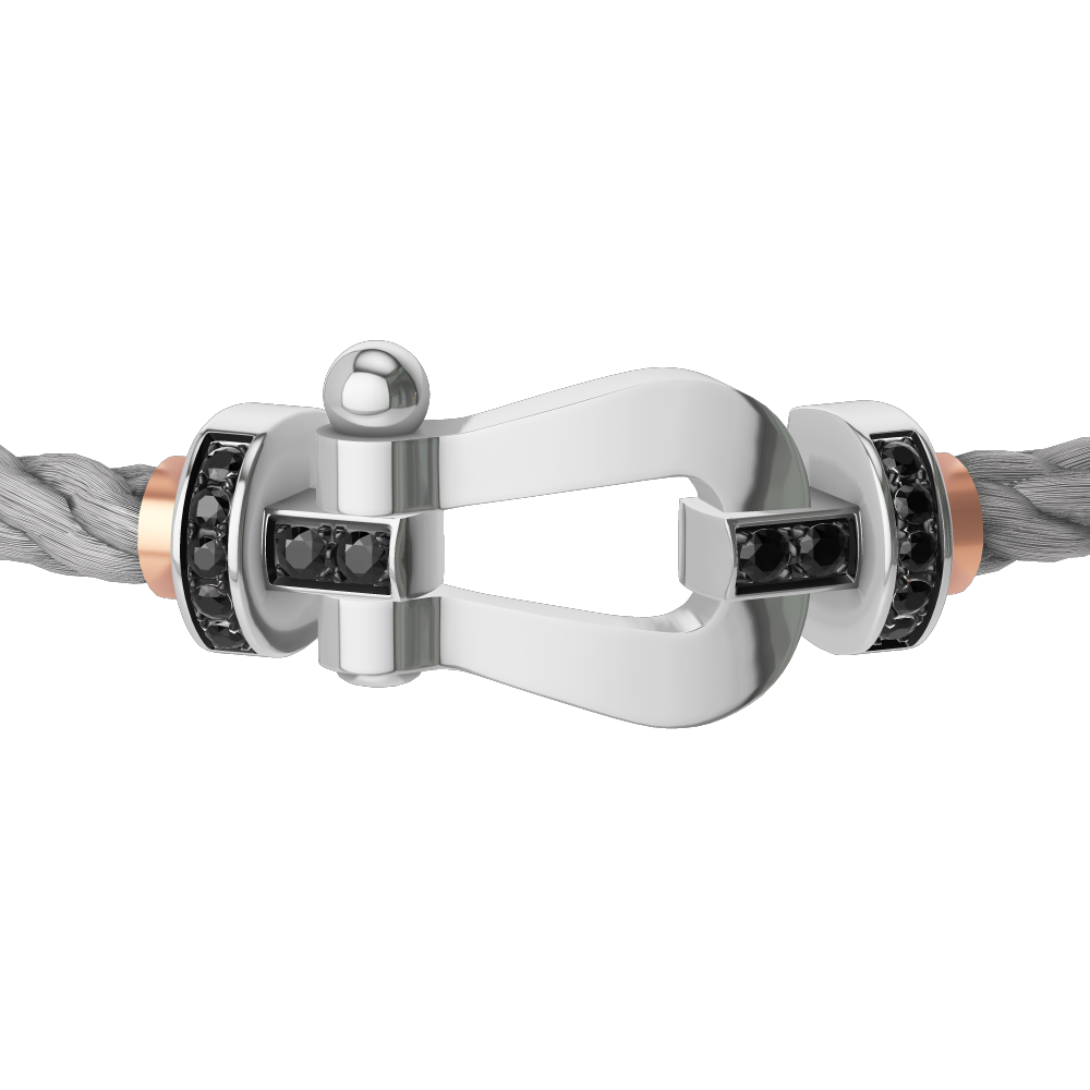 FORCE 10 BRACELET 18K WHITE GOLD AND BLACK DIAMONDS LARGE MODEL