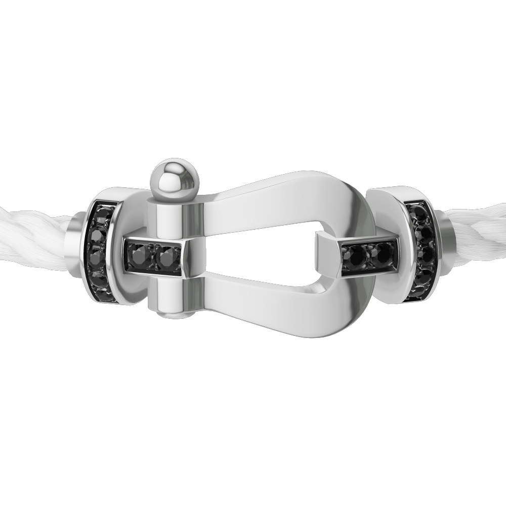 FORCE 10 BRACELET 18K WHITE GOLD AND BLACK DIAMONDS LARGE MODEL