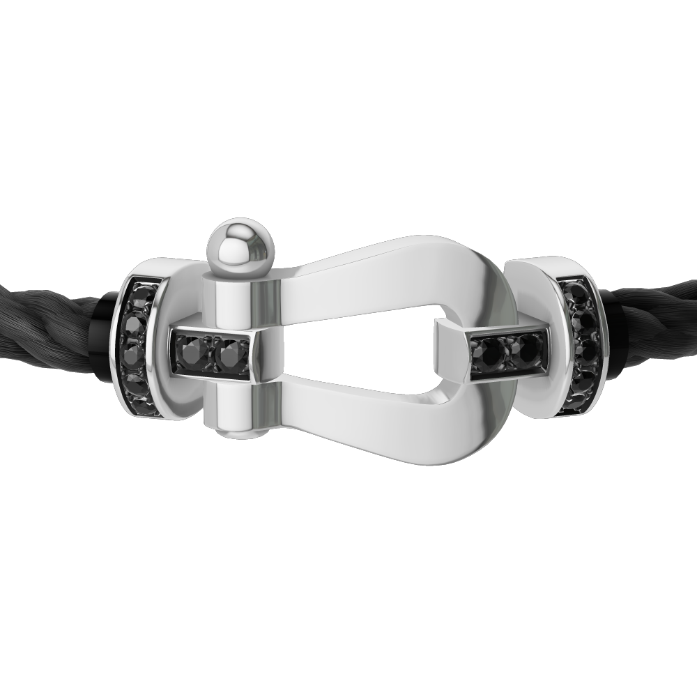 FORCE 10 BRACELET 18K WHITE GOLD AND BLACK DIAMONDS LARGE MODEL