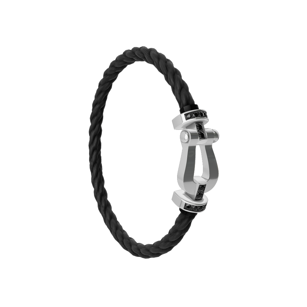 FORCE 10 BRACELET 18K WHITE GOLD AND BLACK DIAMONDS LARGE MODEL