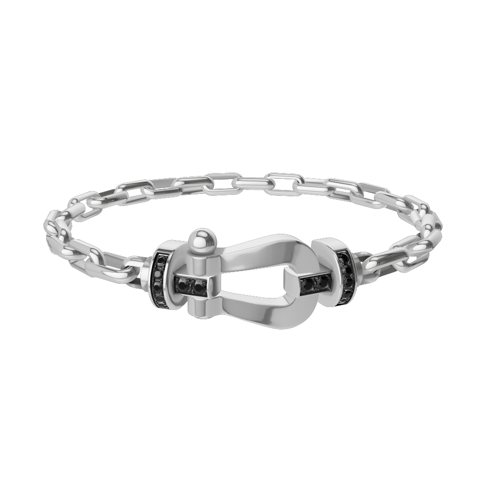 FORCE 10 BRACELET 18K WHITE GOLD AND BLACK DIAMONDS LARGE MODEL