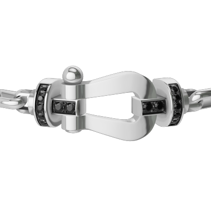 FORCE 10 BRACELET 18K WHITE GOLD AND BLACK DIAMONDS LARGE MODEL