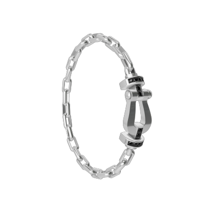 FORCE 10 BRACELET 18K WHITE GOLD AND BLACK DIAMONDS LARGE MODEL