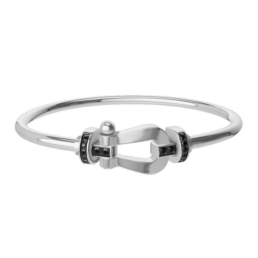 FORCE 10 BRACELET 18K WHITE GOLD AND BLACK DIAMONDS LARGE MODEL