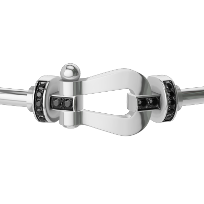 FORCE 10 BRACELET 18K WHITE GOLD AND BLACK DIAMONDS LARGE MODEL