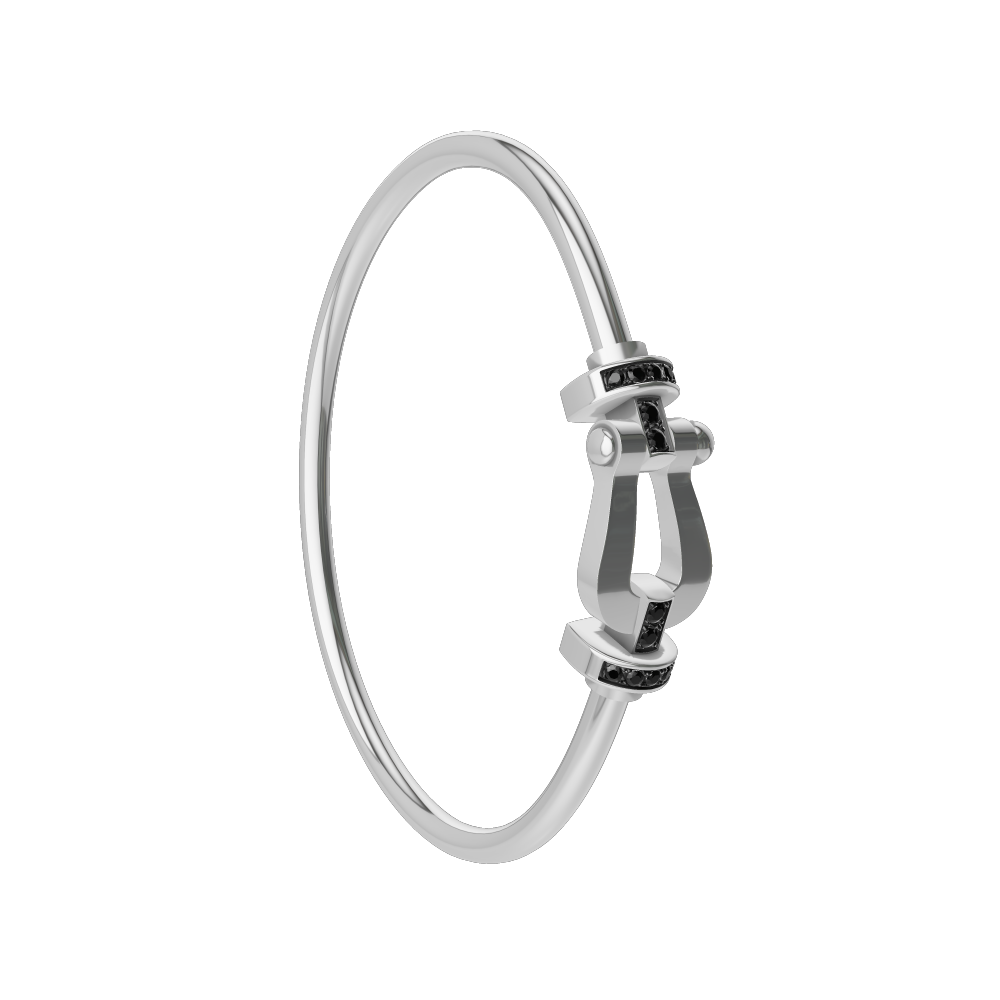 FORCE 10 BRACELET 18K WHITE GOLD AND BLACK DIAMONDS LARGE MODEL
