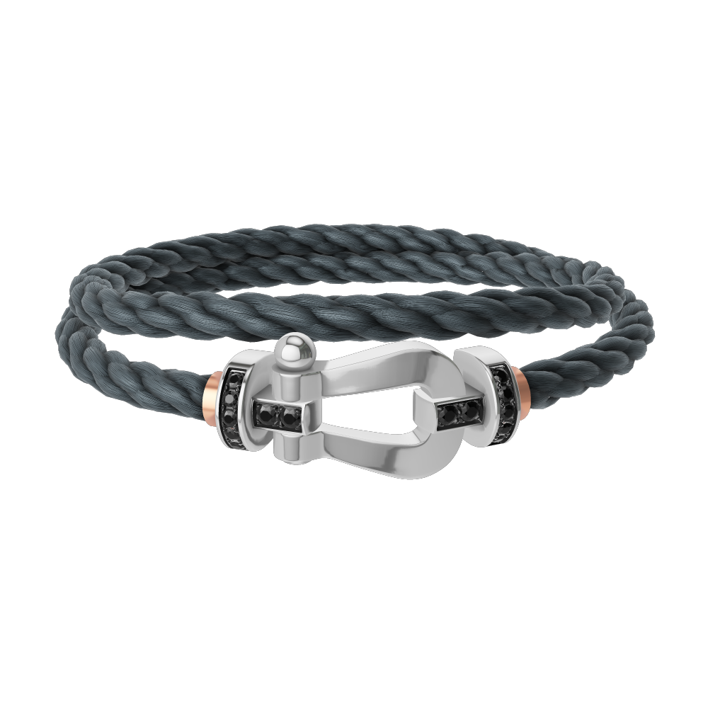 FORCE 10 BRACELET 18K WHITE GOLD AND BLACK DIAMONDS LARGE MODEL