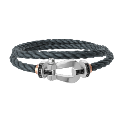 FORCE 10 BRACELET 18K WHITE GOLD AND BLACK DIAMONDS LARGE MODEL