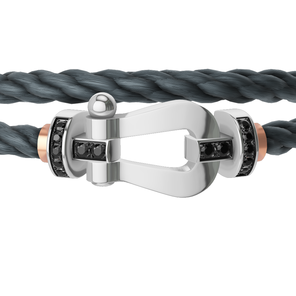 FORCE 10 BRACELET 18K WHITE GOLD AND BLACK DIAMONDS LARGE MODEL