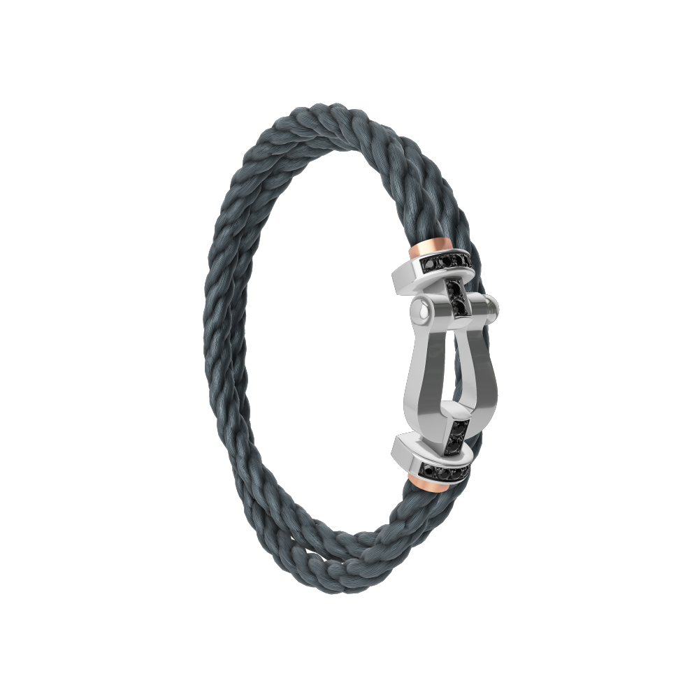 FORCE 10 BRACELET 18K WHITE GOLD AND BLACK DIAMONDS LARGE MODEL