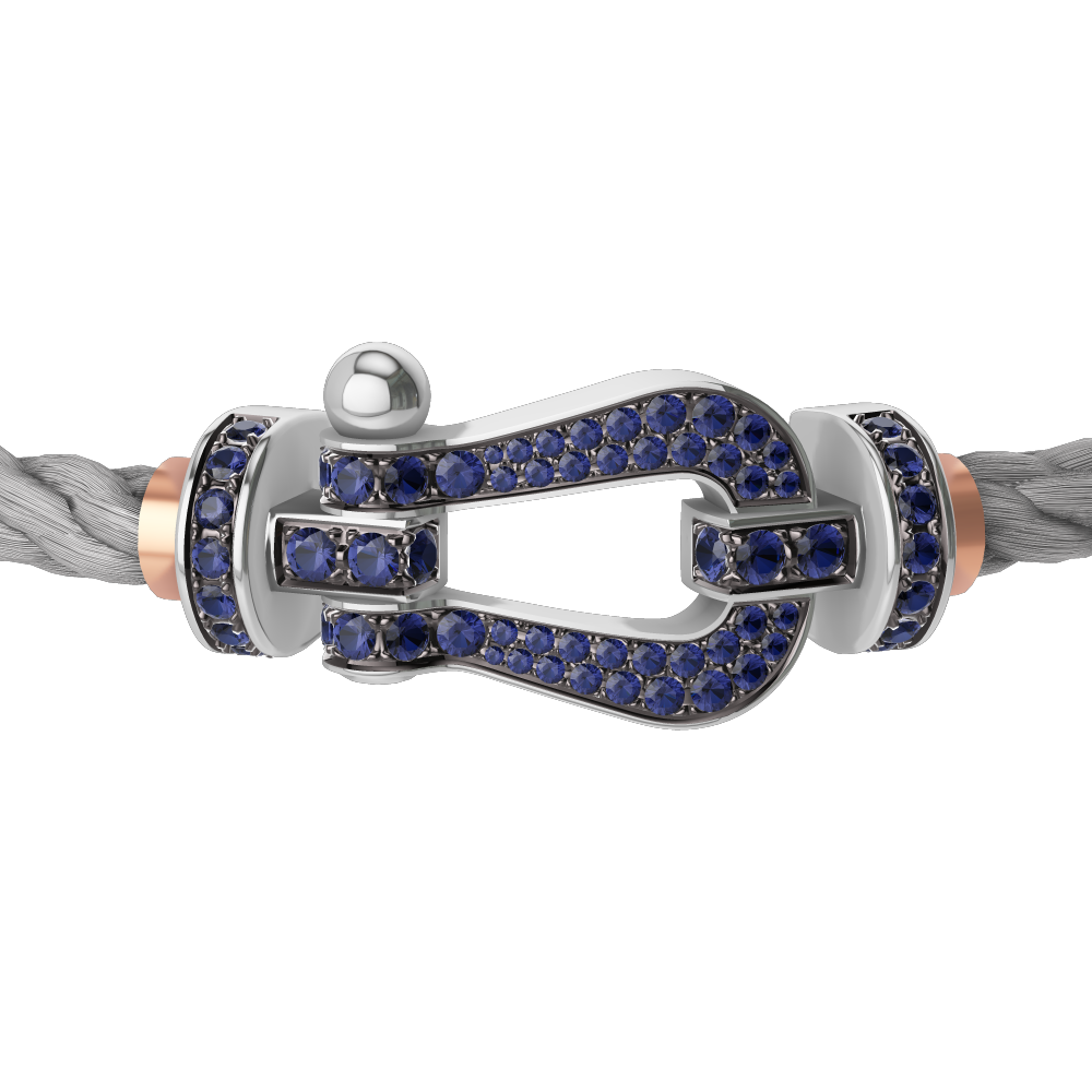 FORCE 10 BRACELET 18K WHITE GOLD AND BLUE SAPPHIRES LARGE MODEL
