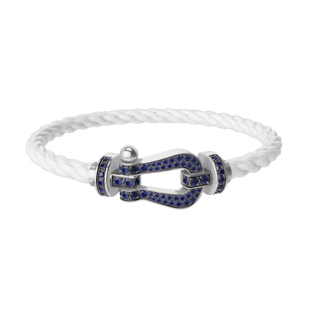 FORCE 10 BRACELET 18K WHITE GOLD AND BLUE SAPPHIRES LARGE MODEL