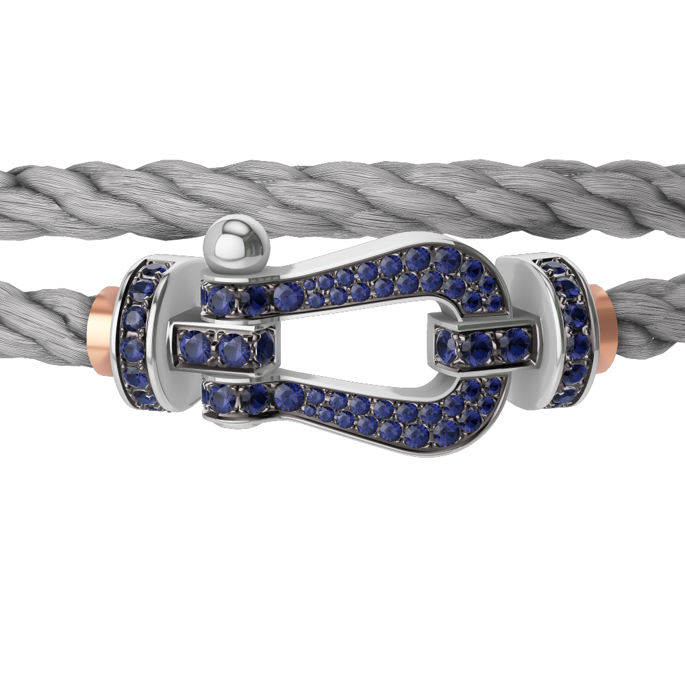 FORCE 10 BRACELET 18K WHITE GOLD AND BLUE SAPPHIRES LARGE MODEL
