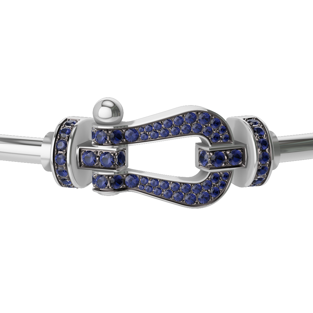 FORCE 10 BRACELET 18K WHITE GOLD AND BLUE SAPPHIRES LARGE MODEL