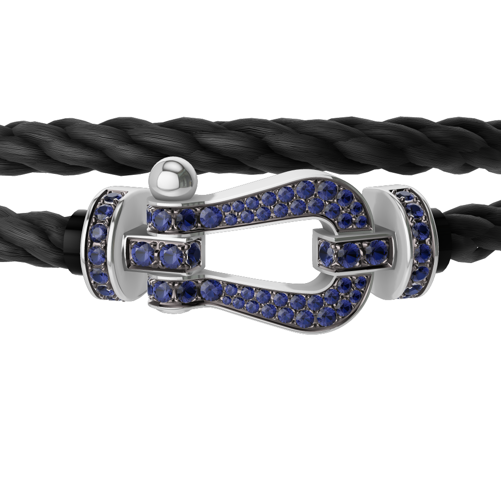 FORCE 10 BRACELET 18K WHITE GOLD AND BLUE SAPPHIRES LARGE MODEL