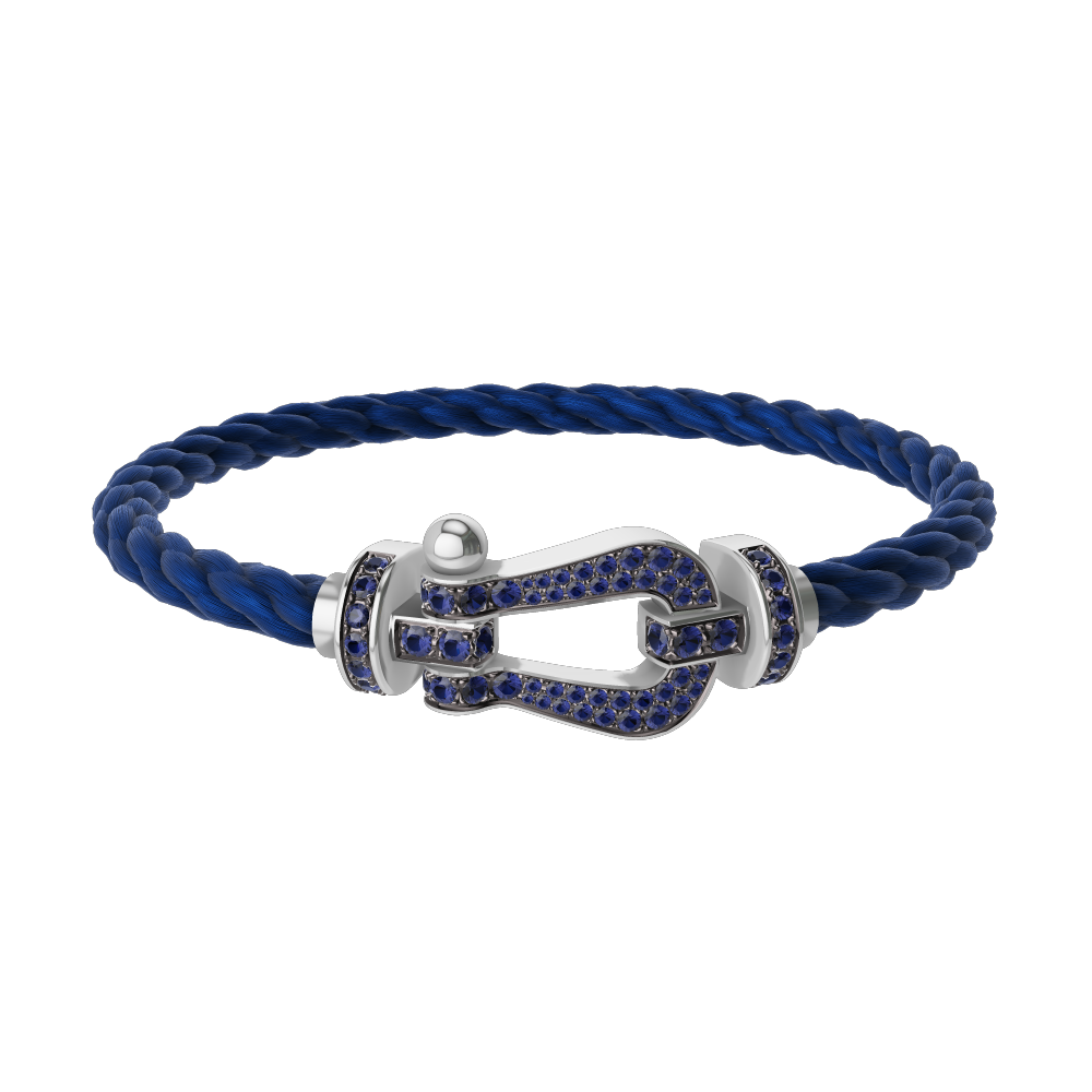 FORCE 10 BRACELET 18K WHITE GOLD AND BLUE SAPPHIRES LARGE MODEL