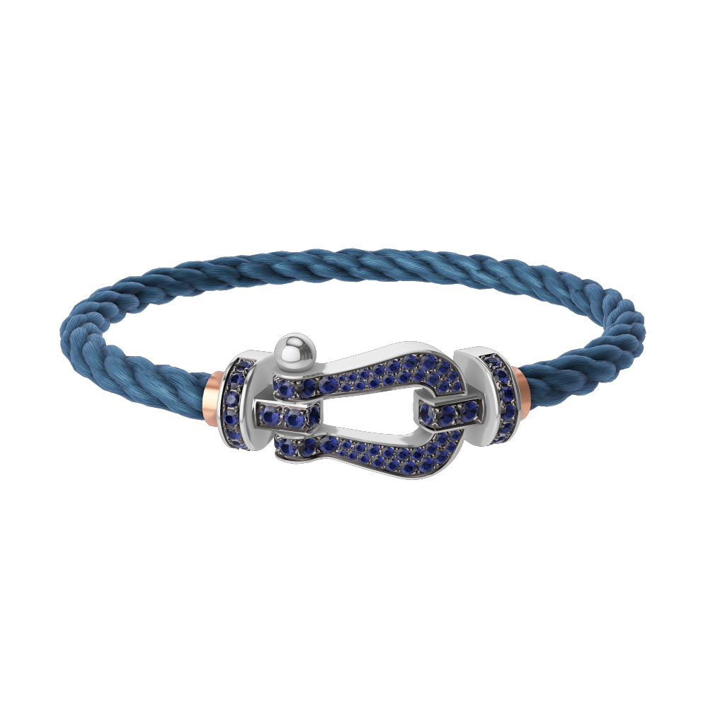 FORCE 10 BRACELET 18K WHITE GOLD AND BLUE SAPPHIRES LARGE MODEL
