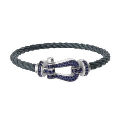 FORCE 10 BRACELET 18K WHITE GOLD AND BLUE SAPPHIRES LARGE MODEL