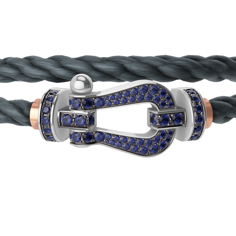 FORCE 10 BRACELET 18K WHITE GOLD AND BLUE SAPPHIRES LARGE MODEL