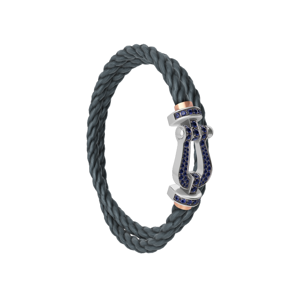 FORCE 10 BRACELET 18K WHITE GOLD AND BLUE SAPPHIRES LARGE MODEL