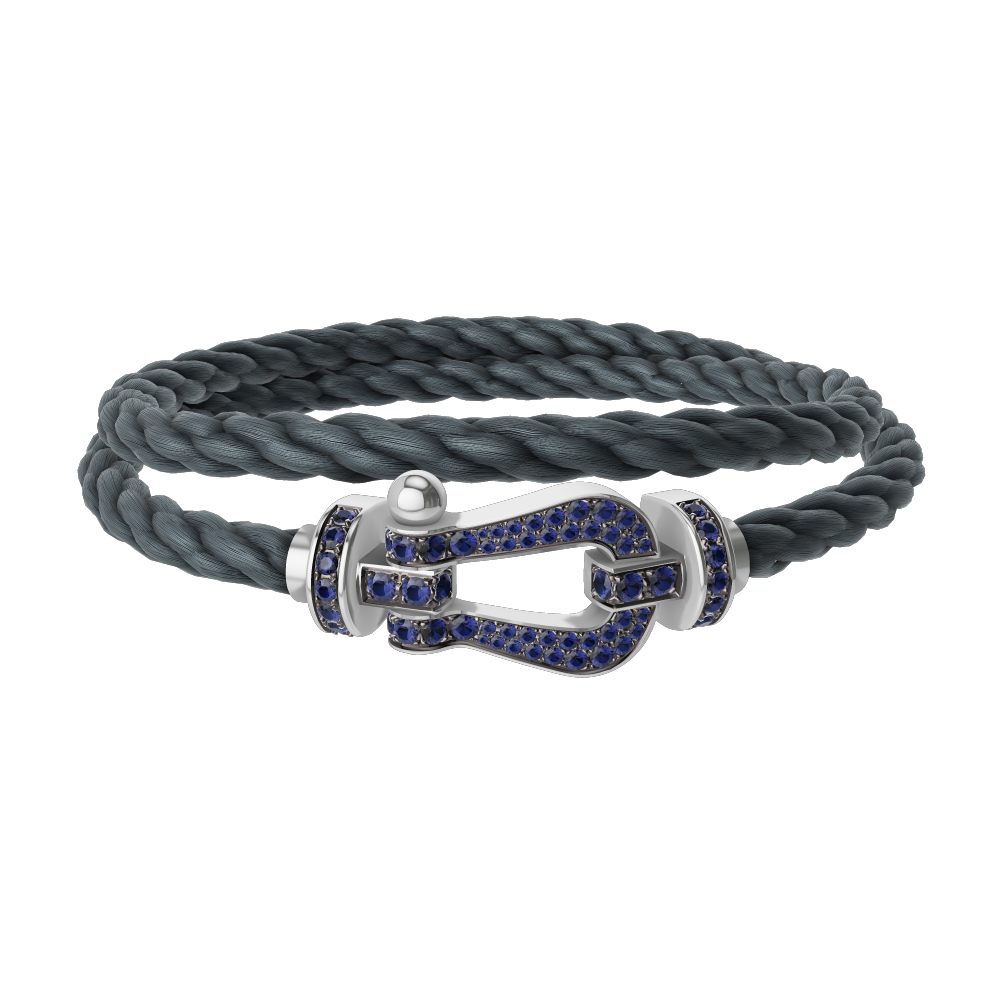 FORCE 10 BRACELET 18K WHITE GOLD AND BLUE SAPPHIRES LARGE MODEL