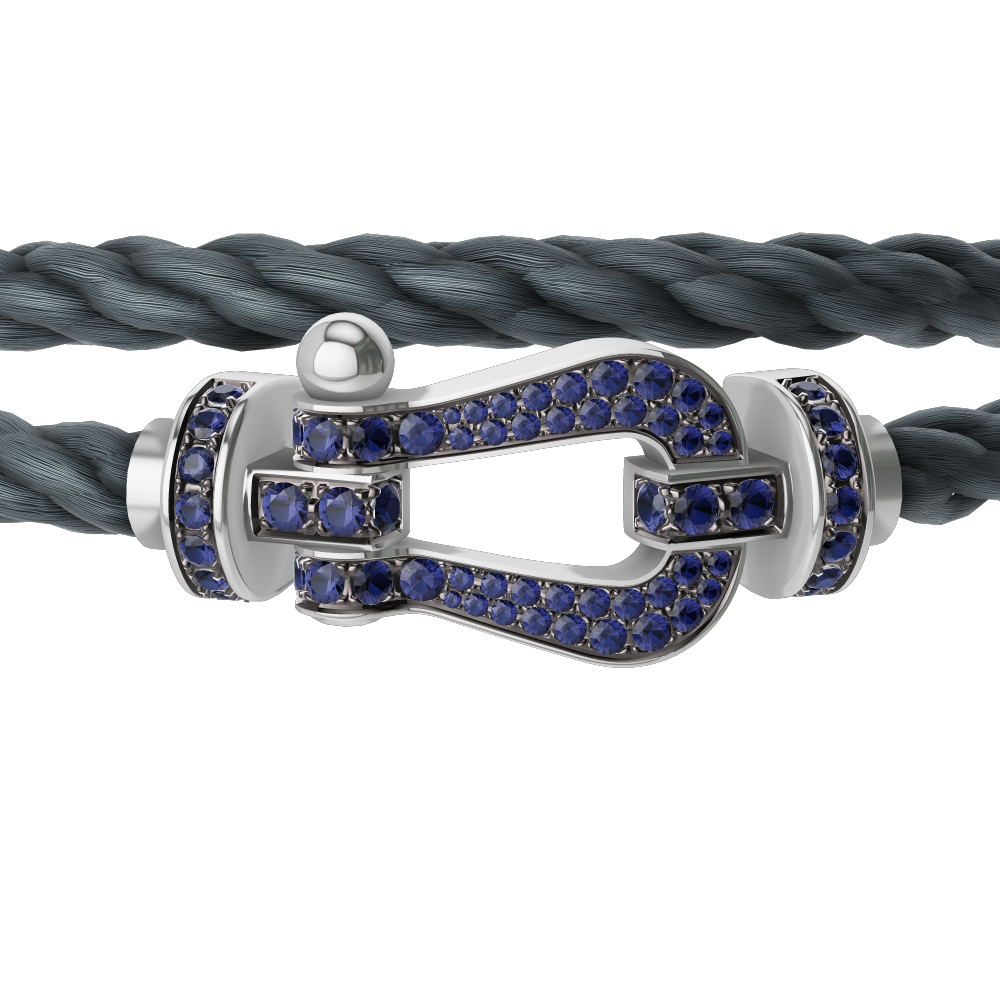 FORCE 10 BRACELET 18K WHITE GOLD AND BLUE SAPPHIRES LARGE MODEL