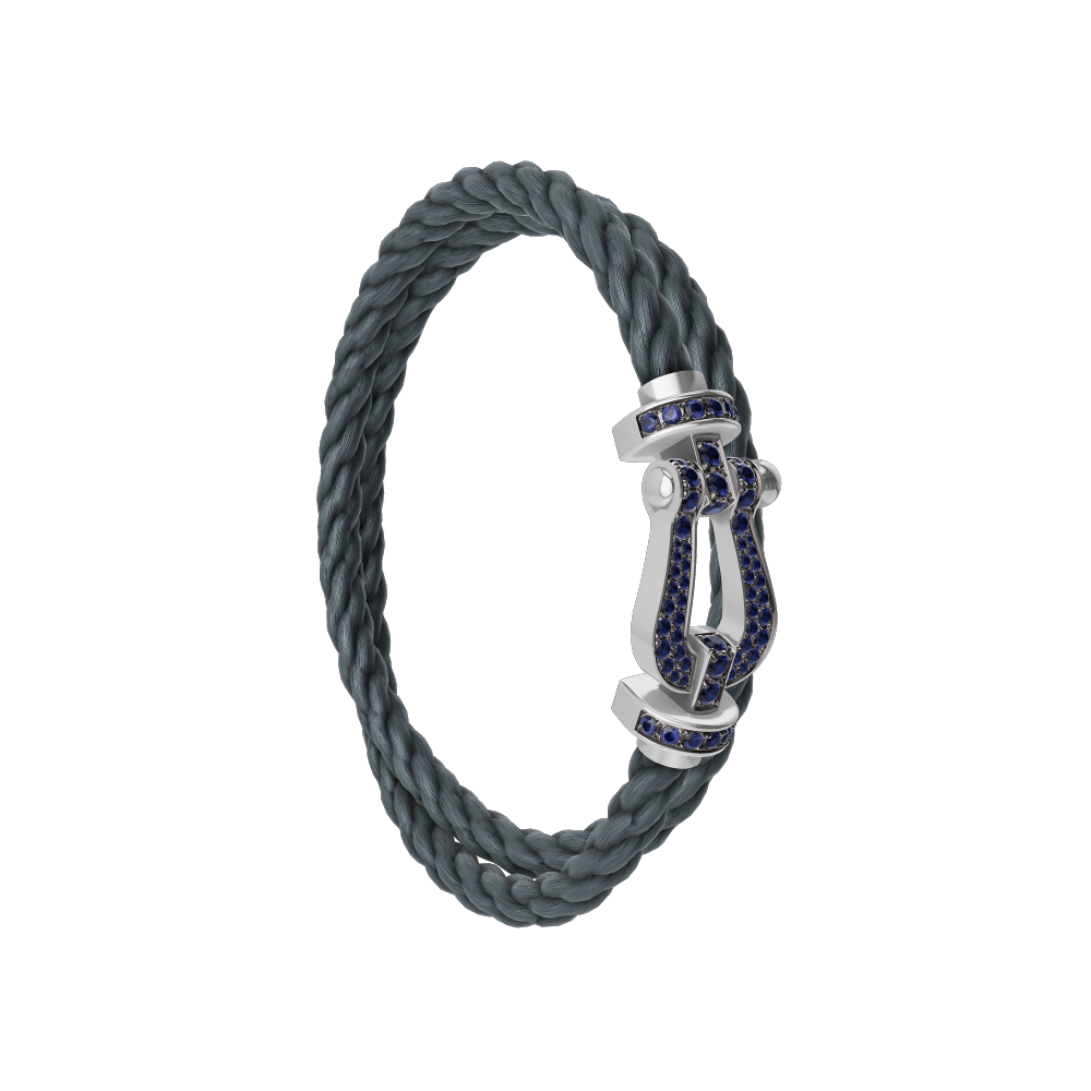 FORCE 10 BRACELET 18K WHITE GOLD AND BLUE SAPPHIRES LARGE MODEL