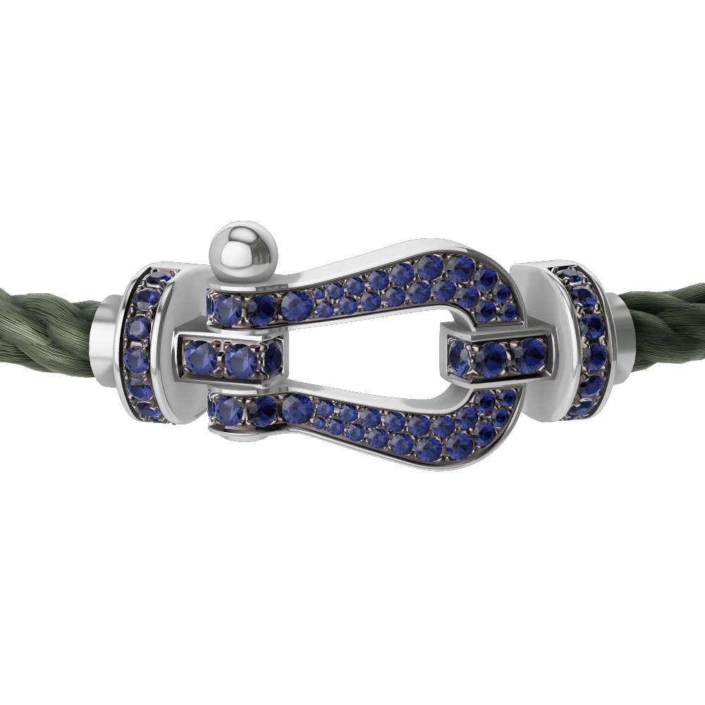 FORCE 10 BRACELET 18K WHITE GOLD AND BLUE SAPPHIRES LARGE MODEL