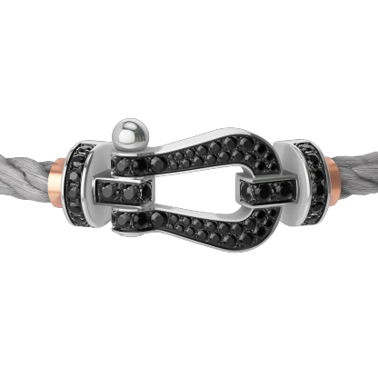 FORCE 10 BRACELET 18K WHITE GOLD AND BLACK DIAMONDS LARGE MODEL