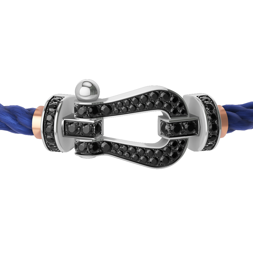 FORCE 10 BRACELET 18K WHITE GOLD AND BLACK DIAMONDS LARGE MODEL