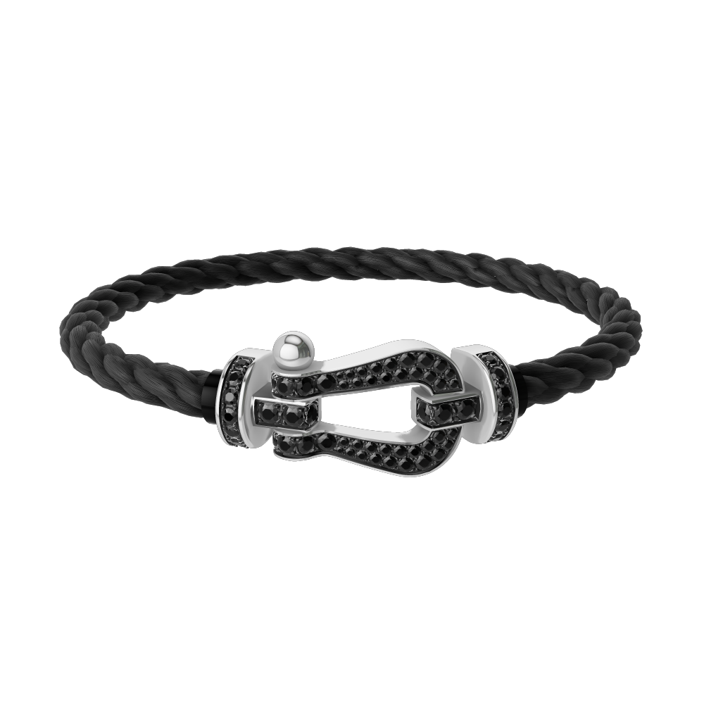 FORCE 10 BRACELET 18K WHITE GOLD AND BLACK DIAMONDS LARGE MODEL