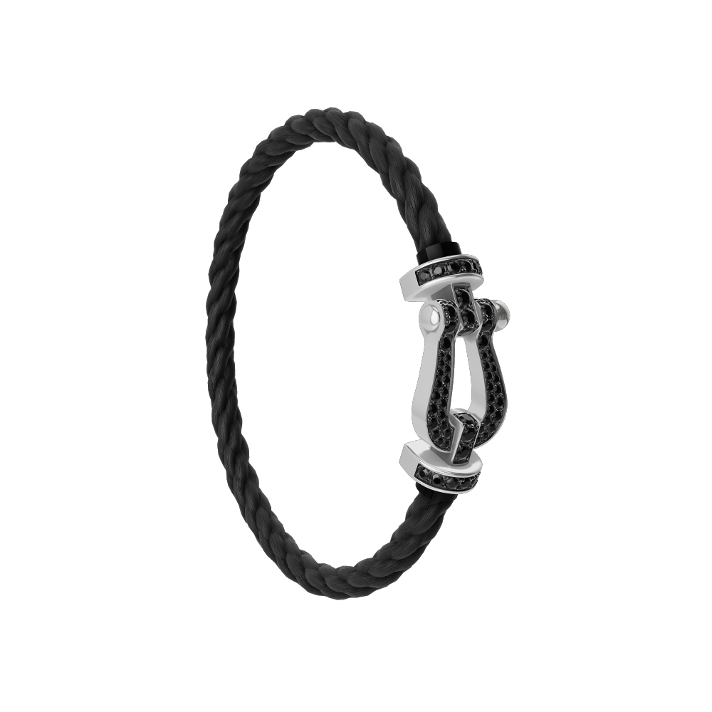 FORCE 10 BRACELET 18K WHITE GOLD AND BLACK DIAMONDS LARGE MODEL