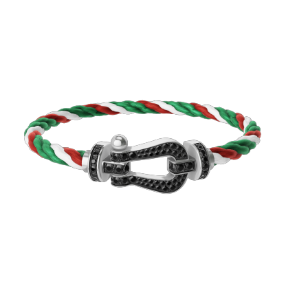 FORCE 10 BRACELET 18K WHITE GOLD AND BLACK DIAMONDS LARGE MODEL