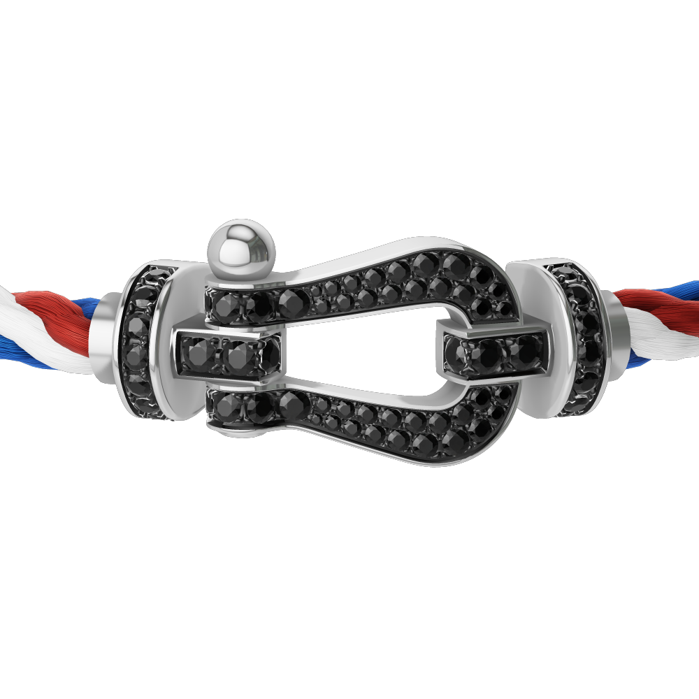 FORCE 10 BRACELET 18K WHITE GOLD AND BLACK DIAMONDS LARGE MODEL