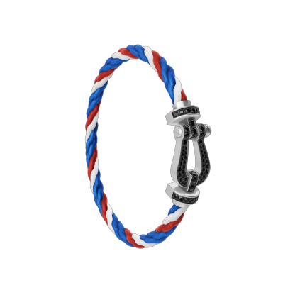 FORCE 10 BRACELET 18K WHITE GOLD AND BLACK DIAMONDS LARGE MODEL