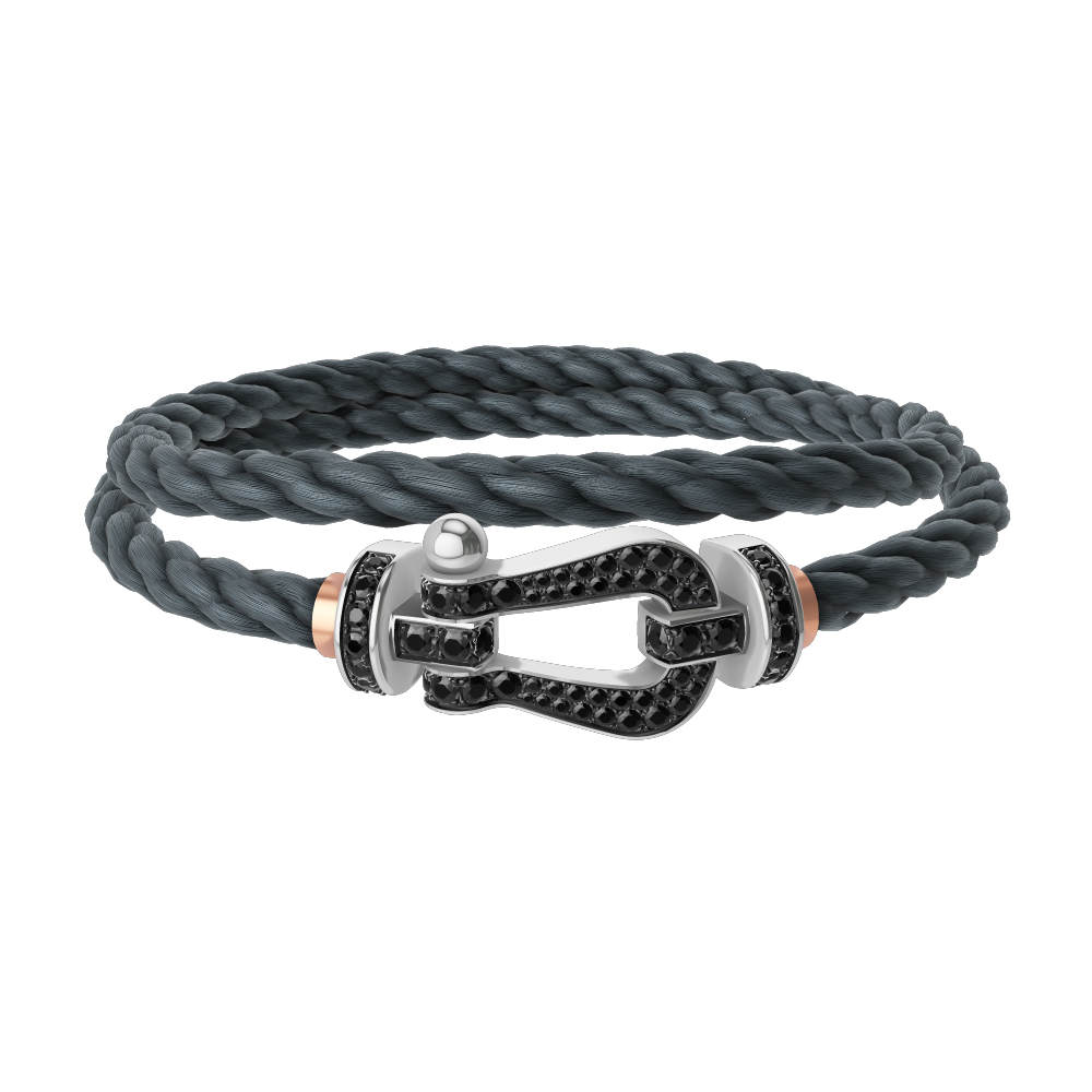 FORCE 10 BRACELET 18K WHITE GOLD AND BLACK DIAMONDS LARGE MODEL