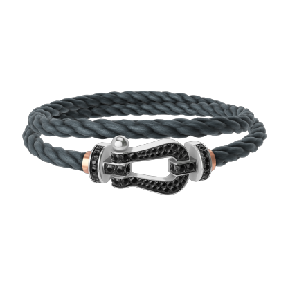 FORCE 10 BRACELET 18K WHITE GOLD AND BLACK DIAMONDS LARGE MODEL