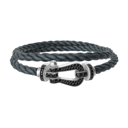 FORCE 10 BRACELET 18K WHITE GOLD AND BLACK DIAMONDS LARGE MODEL