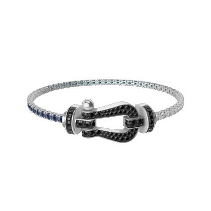 FORCE 10 BRACELET 18K WHITE GOLD AND BLACK DIAMONDS LARGE MODEL