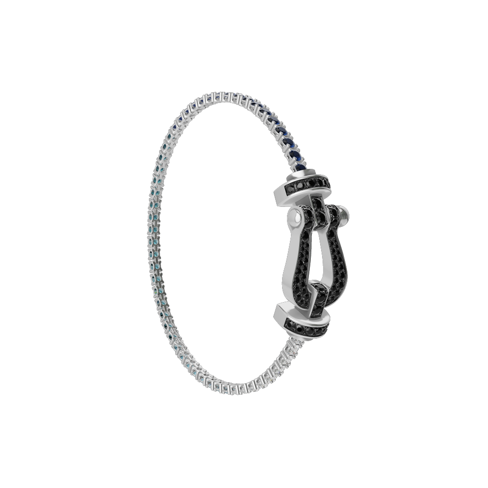 FORCE 10 BRACELET 18K WHITE GOLD AND BLACK DIAMONDS LARGE MODEL