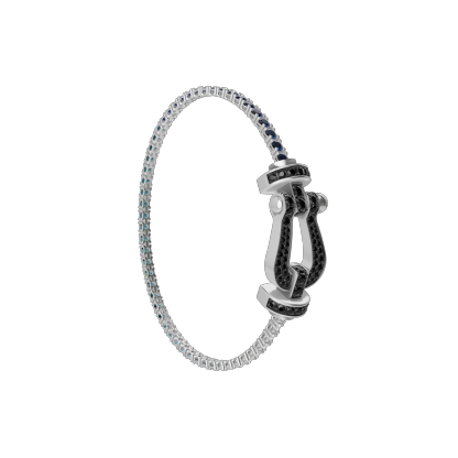 FORCE 10 BRACELET 18K WHITE GOLD AND BLACK DIAMONDS LARGE MODEL