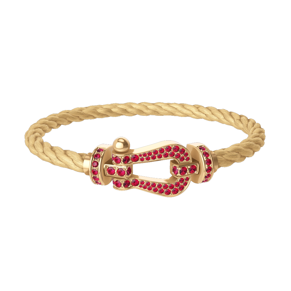 FORCE 10 BRACELET 18K YELLOW GOLD AND RUBIS LARGE MODEL