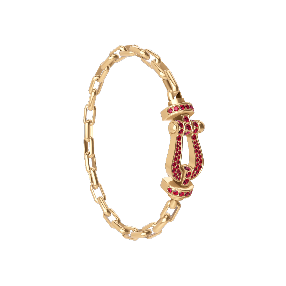 FORCE 10 BRACELET 18K YELLOW GOLD AND RUBIS LARGE MODEL
