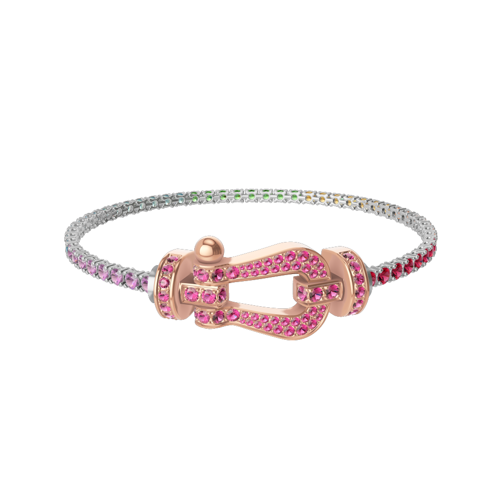 FORCE 10 BRACELET 18K PINK GOLD AND PINK SAPPHIRES LARGE MODEL