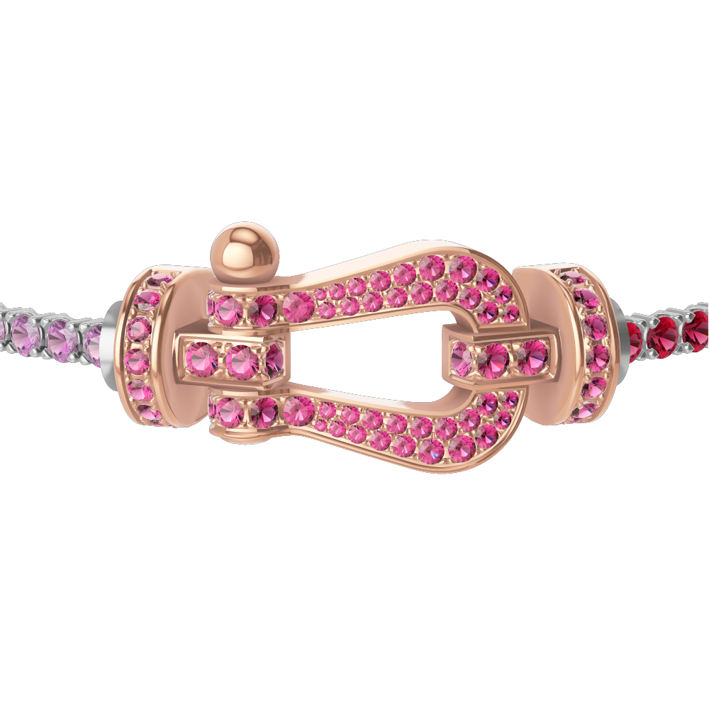 FORCE 10 BRACELET 18K PINK GOLD AND PINK SAPPHIRES LARGE MODEL
