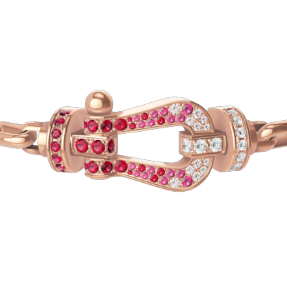 FORCE 10 BRACELET 18K PINK GOLD AND SAPPHIRE, RUBIES, DIAMONDS LARGE MODEL