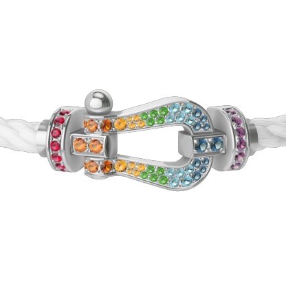 FORCE 10 BRACELET 18K WHITE GOLD AND COLORED STONES LARGE MODEL